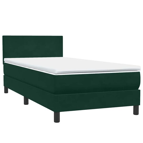 vidaXL Cama box spring con colch&oacute;n terciopelo verde oscuro 80x210 cm
