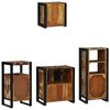 vidaXL Juego de muebles de baño 4 pcs Marrón Madera de mango maciza