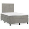 vidaXL Cama box spring colch&oacute;n y LED terciopelo gris claro 120x190 cm