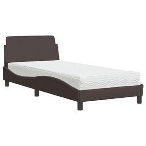 vidaXL Cama con colch&oacute;n Dover tela marr&oacute;n oscuro 90x190 cm