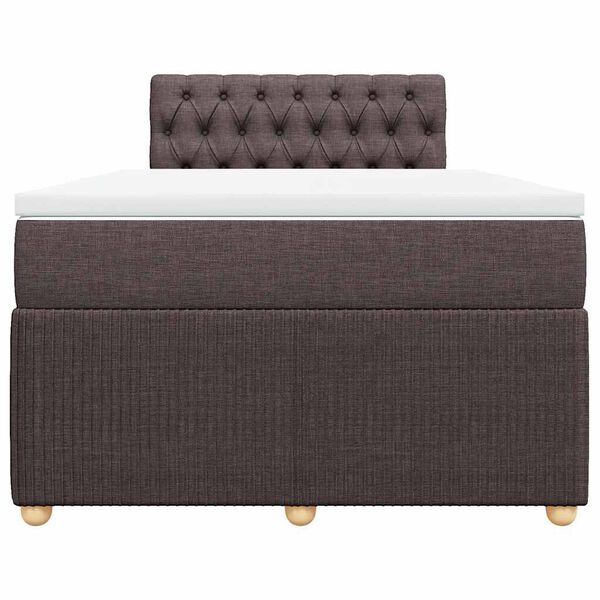 vidaXL Cama box spring con colch&oacute;n tela marr&oacute;n oscuro 120x200 cm