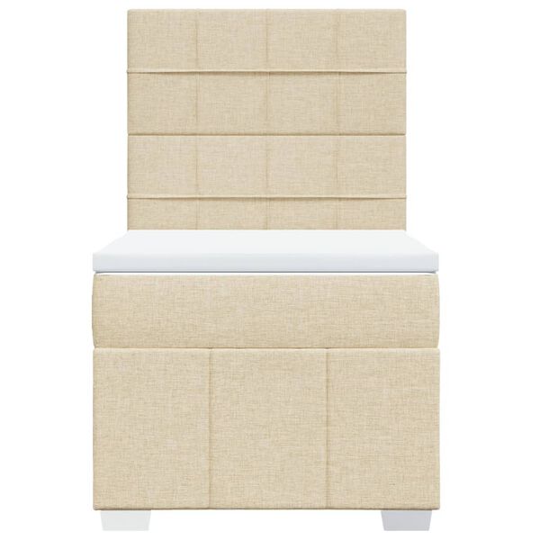 vidaXL Cama box spring con colch&oacute;n tela color crema 90x200 cm