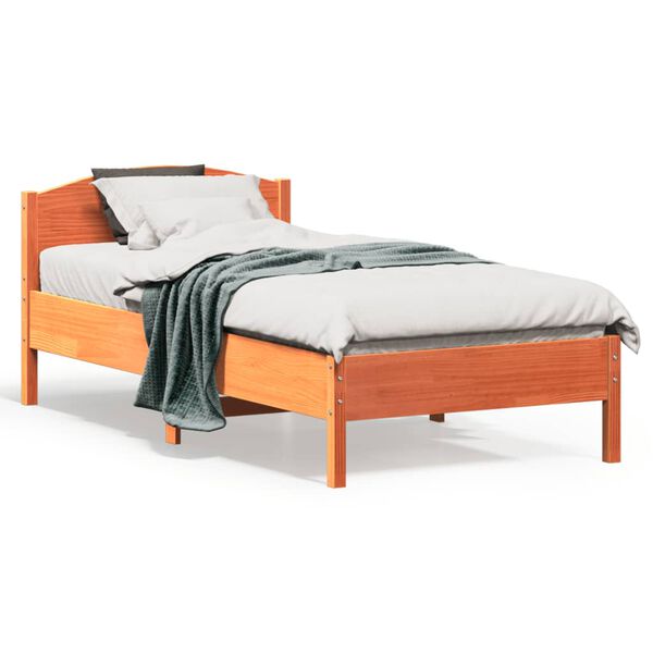 vidaXL Estructura de cama sin colch&oacute;n madera maciza marr&oacute;n 90x190 cm