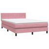 vidaXL Cama box spring con colch&oacute;n y LED terciopelo rosa 160x220 cm