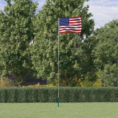 vidaXL Mástil y bandera de Estados Unidos aluminio 5,55 m