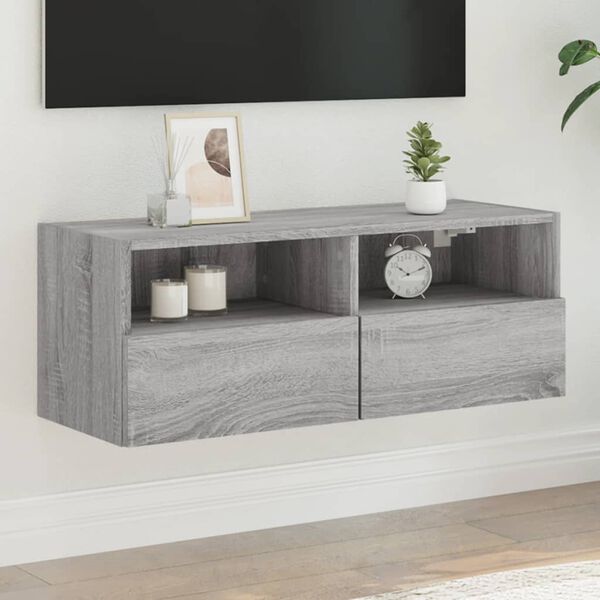 vidaXL Mueble de pared TV madera de ingenier&iacute;a Sonoma gris 80x30x30 cm
