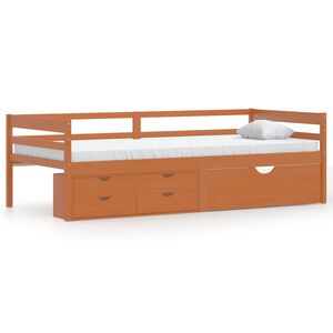 vidaXL Estructura de cama almacenaje sin colch&oacute;n marr&oacute;n miel 90x200 cm