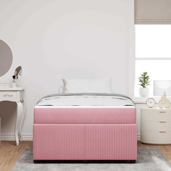vidaXL Estructura de cama con colch&oacute;n Rosa 120 x 190 cm Terciopelo