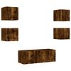 vidaXL Muebles TV pared con LED 6 pzas madera ingenier&iacute;a roble ahumado