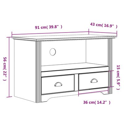 vidaXL Mueble de TV con 2 cajones BODO madera de pino gris 91x43x56 cm