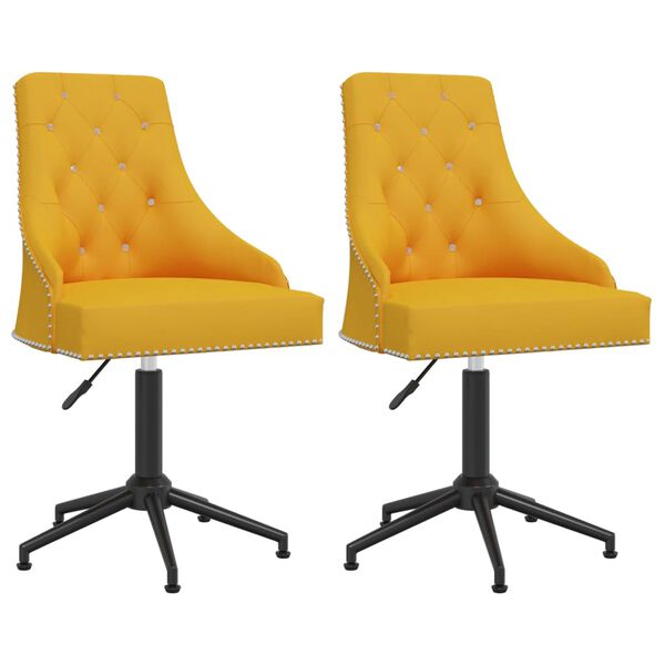 vidaXL Sillas de comedor giratorias 2 uds terciopelo amarillo