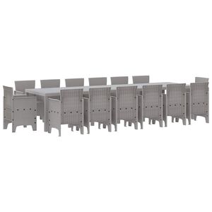 vidaXL Conjunto de Comedor de Jard&iacute;n 15 pcs Gris Claro Ratan Polt