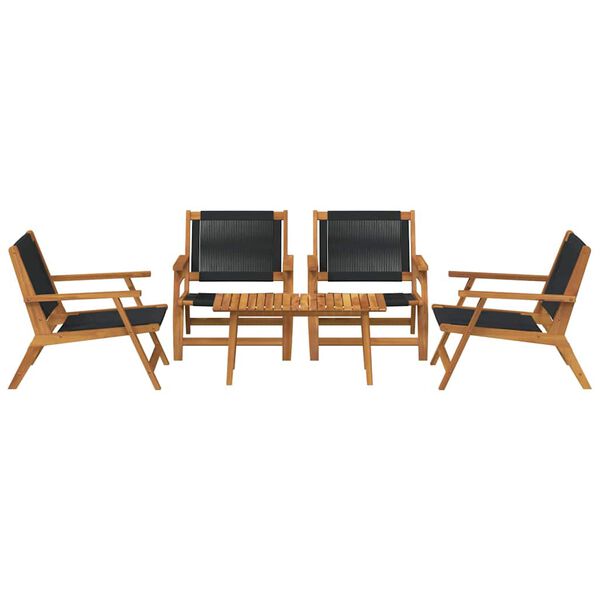 vidaXL Sillas de Jard&iacute;n con Mesa 5 pcs Negro Madera maciza de Acacia