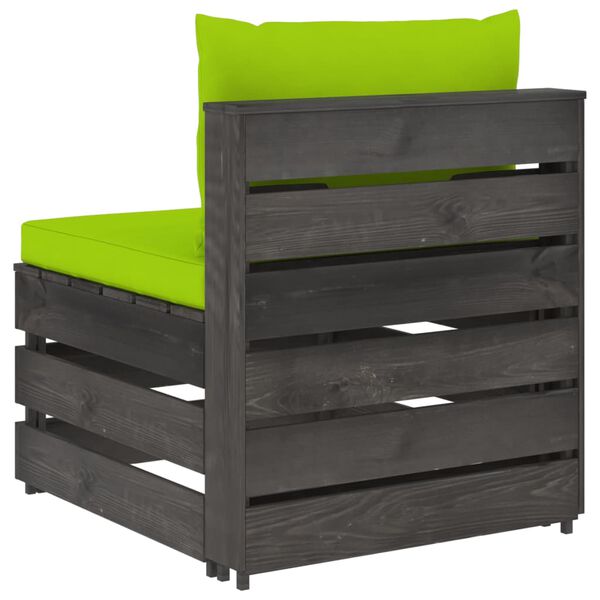 vidaXL Sof&aacute; central seccional con cojines madera impregnada gris