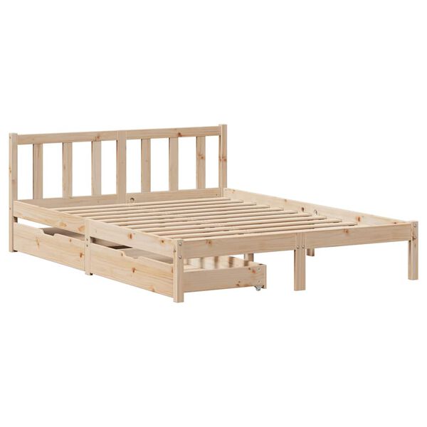 vidaXL Estructura de cama sin colch&oacute;n madera maciza de pino 135x190 cm