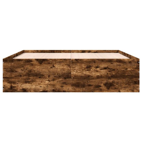 vidaXL Estructura de cama madera de ingenier&iacute;a roble ahumado 180x200cm