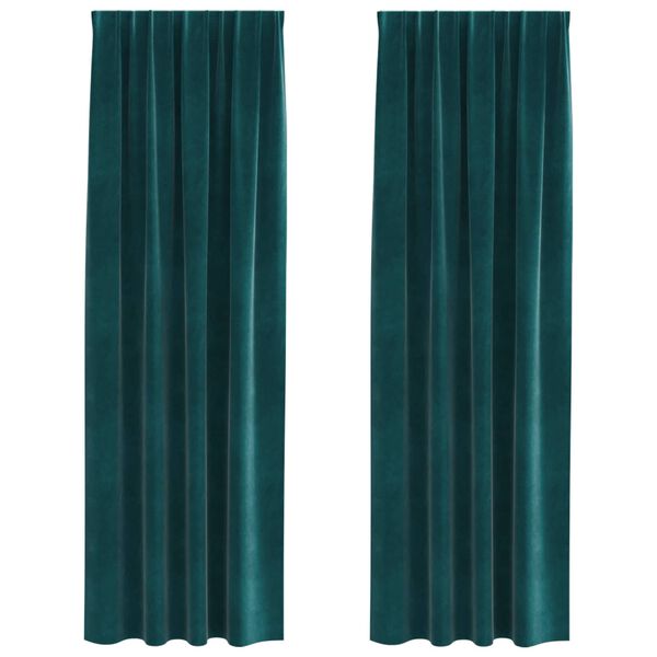 vidaXL Cortinas opacas 2 pcs Verde oscuro 140 x 260 cm Terciopelo