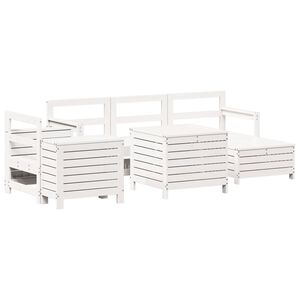 vidaXL Juego de sof&aacute;s de jard&iacute;n 7 pzas madera maciza de pino blanco