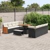 vidaXL Conjunto de sof&aacute;s de jard&iacute;n con coj&iacute;n 11 pcs Negro y crema