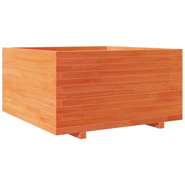 vidaXL Jardinera madera maciza de pino marr&oacute;n cera 90x90x49,5 cm