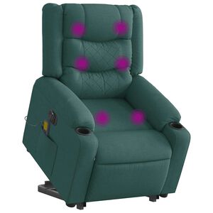 vidaXL Sill&oacute;n masaje el&eacute;ctrico reclinable elevable tela verde oscuro