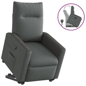 vidaXL Sill&oacute;n reclinable elevable de tela gris oscuro