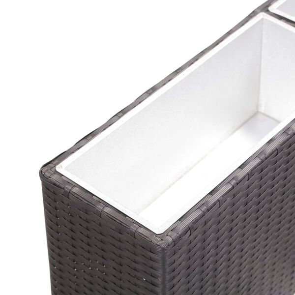 vidaXL Arriate con 2 macetas rat&aacute;n sint&eacute;tico negro 90x20x40 cm