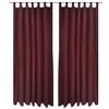 2 cortinas micro-satinadas con trabillas color burdeos, 140 x 245 cm