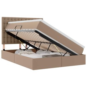 vidaXL Cama con almacenamiento Capuchino 140 x 190 cm Cuero sint&eacute;tico
