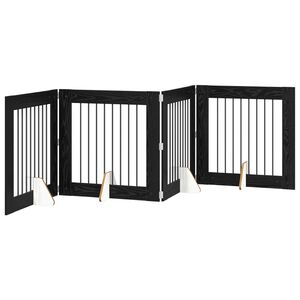 vidaXL Puerta para perros plegable con soportes 4 uds. Roble Negro