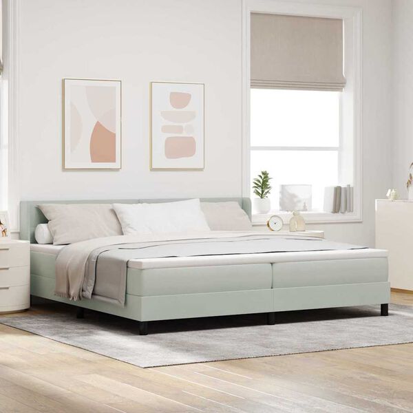 vidaXL Cama tipo Box Spring Gris Claro 200 x 200 cm Terciopelo