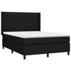 vidaXL Cama box spring colch&oacute;n y luces LED tela negro 140x200 cm
