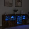 vidaXL Aparador con luces LED roble ahumado 164x37x67 cm