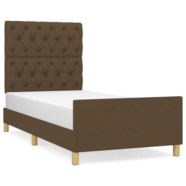 vidaXL Estructura de cama sin colch&oacute;n tela marr&oacute;n oscuro 80x200 cm