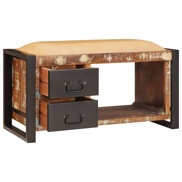 vidaXL Banco de Almacenamiento Multicolor Madera maciza recuperada