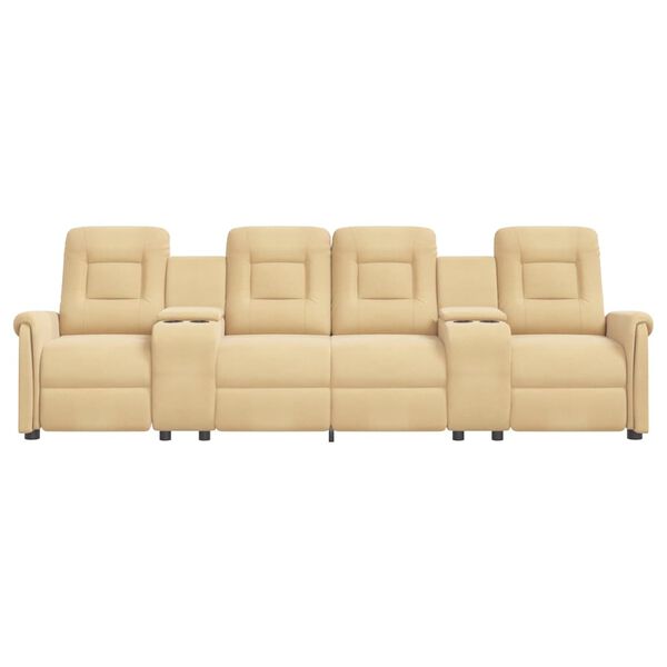 vidaXL Sill&oacute;n de masaje reclinable 4 plazas con portavasos crema