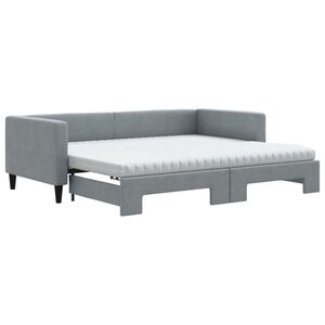 vidaXL Sof&aacute; cama nido con colch&oacute;n tela gris claro 90x200 cm