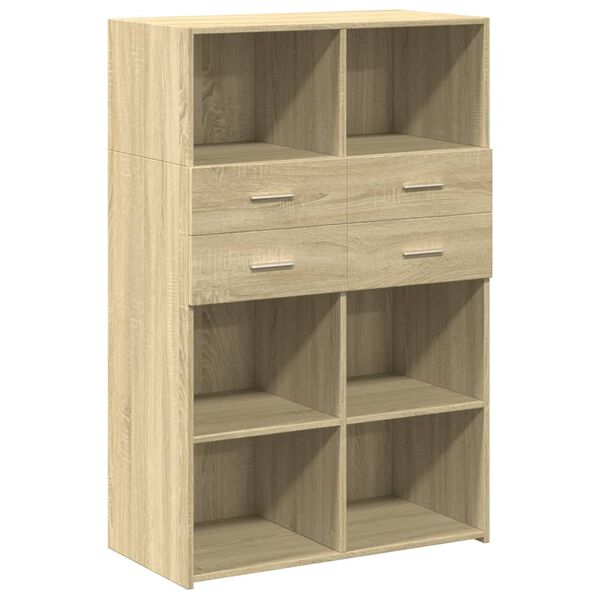 vidaXL Aparador de madera de ingenier&iacute;a roble Sonoma 80x42,5x124 cm