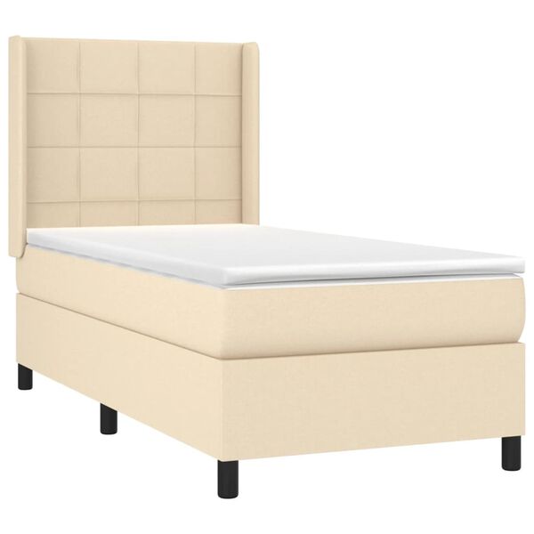 vidaXL Cama box spring con colch&oacute;n tela color crema 80x200 cm