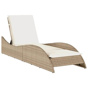 vidaXL Tumbona con coj&iacute;n rat&aacute;n sint&eacute;tico beige 60x205x73 cm