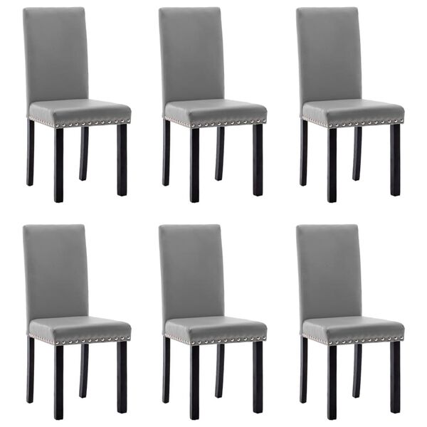 vidaXL Sillas de comedor 6 unidades cuero sint&eacute;tico gris