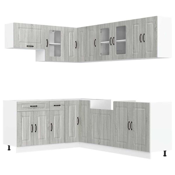vidaXL Mueble cocina Kalmar sonoma gris 11 pzas madera contrachapada