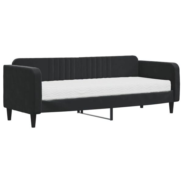 vidaXL Sofá cama con colchón terciopelo negro 80x200 cm