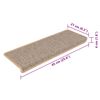 vidaXL Alfombrilla autoadhesiva escalera sisal 15 uds beige 65x21x4 cm