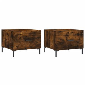 vidaXL Mesa de centro 2 uds madera ingenier&iacute;a roble ahumado 50x50x40cm
