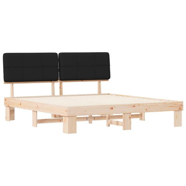 vidaXL Estructura de Cama con Cabecera Tapizada Negro 200 x 200 cm