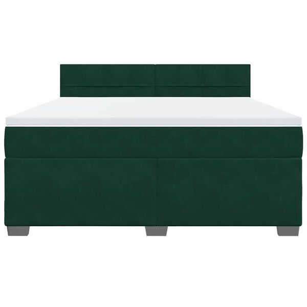 vidaXL Cama box spring con colch&oacute;n terciopelo verde oscuro 180x200 cm