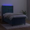 vidaXL Cama box spring colch&oacute;n y LED terciopelo azul oscuro 90x190 cm