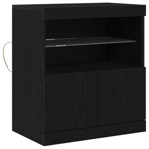 vidaXL Aparador LED Negro 60,5 x 37 x 67 cm Madera de ingenier&iacute;a
