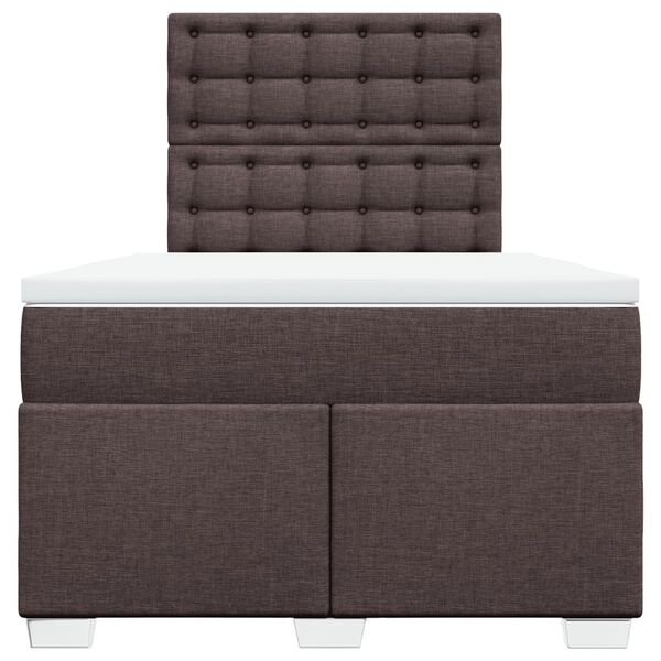 vidaXL Cama box spring con colch&oacute;n tela marr&oacute;n oscuro 120x200 cm